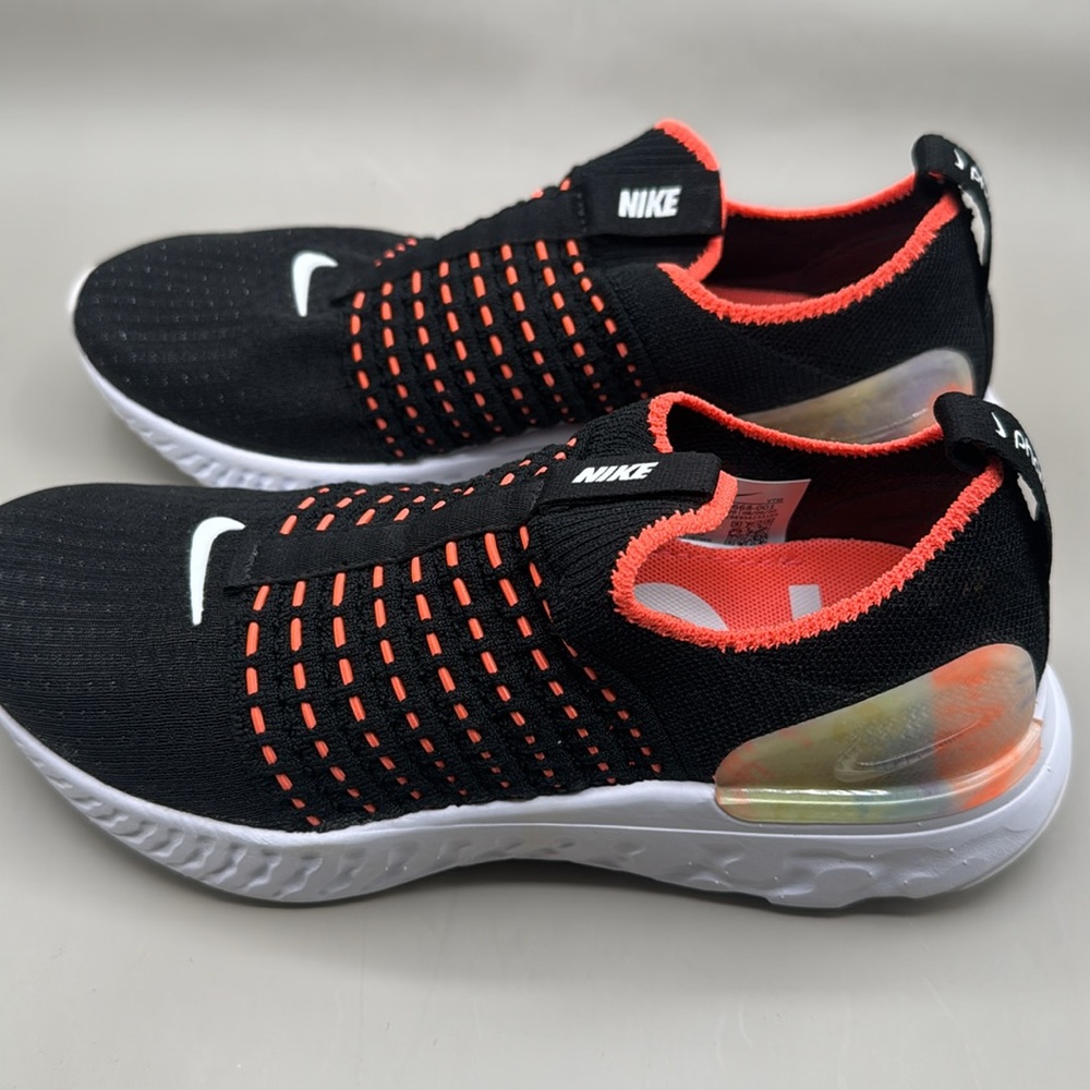 NWT! Nike React Phantom Run Flyknit 2 Sneakers Women’s 5 Neon Orange, Black - Picture 6 of 12